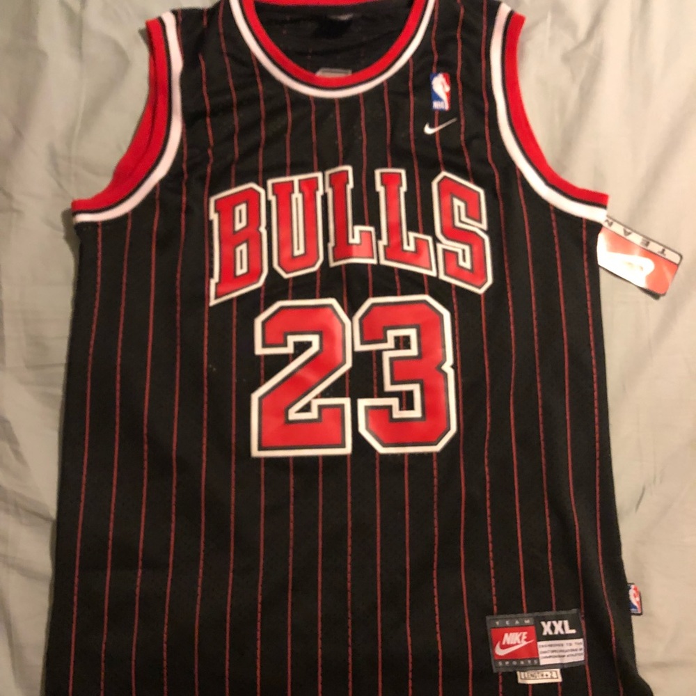 Brand new Jordan #23 Black Red pin striped jersey